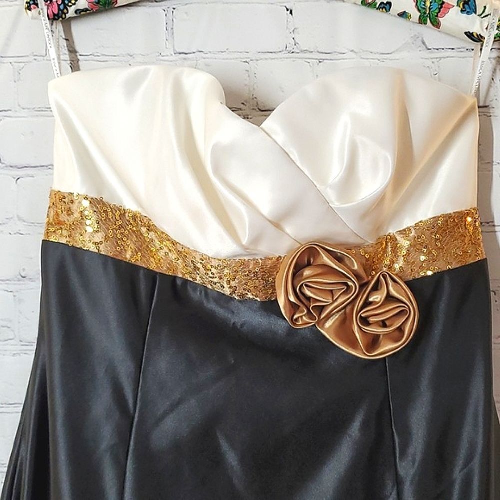🆕️NWT Y2K Jessica McClintock Gunne Sax Strapless Sequins Black Prom Dress Gown - Picture 9 of 16